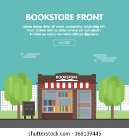 Bookstore Front Vector Illustration banner