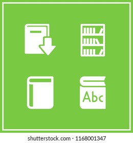 bookstore icon. 4 bookstore vector set. book, download book and bookshelf with books icons for web and design about bookstore theme