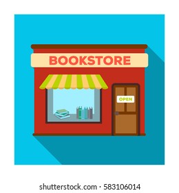 Bookstore icon in flat style isolated on white background. Library and bookstore symbol stock vector illustration.