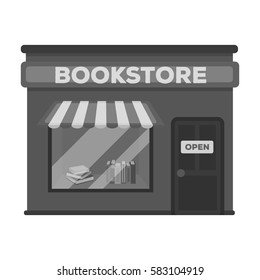 Bookstore icon in monochrome style isolated on white background. Library and bookstore symbol stock vector illustration.