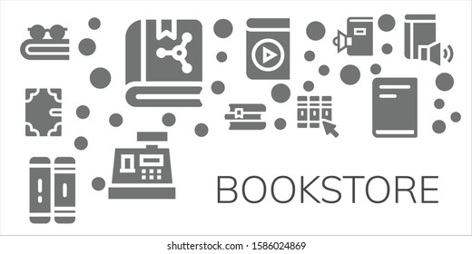 bookstore icon set. 11 filled bookstore icons.  Simple modern icons about  - Book, Books, Library, Audio book, Cashier