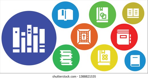 bookstore icon set. 9 filled bookstore icons.  Simple modern icons about  - Books, Book, Bible, Dictionary
