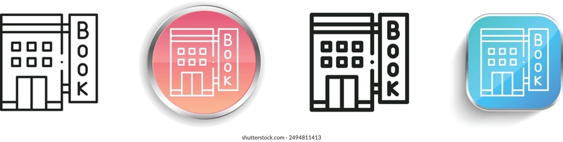 bookstore icon. Thin Linear, Regular and Button Style Design Isolated On White Background