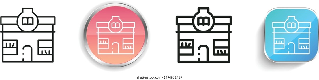 bookstore icon. Thin Linear, Regular and Button Style Design Isolated On White Background