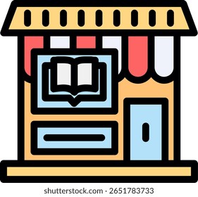 Bookstore Line Filled Icon Design