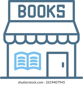 Bookstore Line Two Colour Icon
