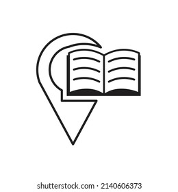 Bookstore location pin icon design. vector illustration