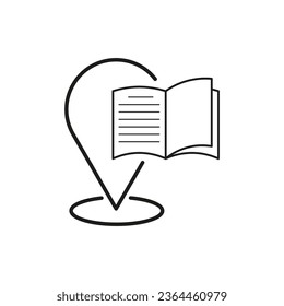 Bookstore location pin icon. Vector illustration. EPS 10.