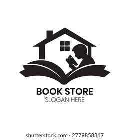 Bookstore logo, Bookstore logo design represents a modern literary brand identity for bookstores, libraries, reading shops, publishing and educational retail businesses, emphasizing knowledge, trust, and creativity.