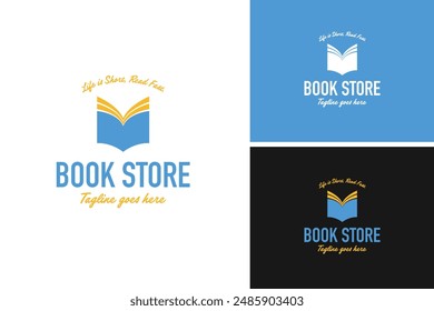 Bookstore logo design vector illustration template idea