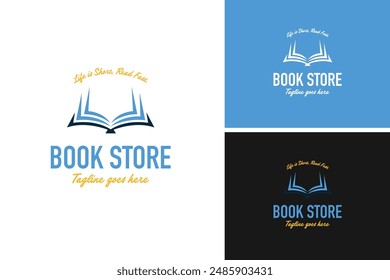 Bookstore logo design vector illustration template idea