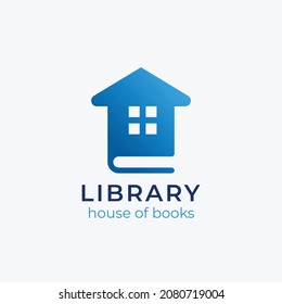 Bookstore logo made by book and house illustration, minimalist and elegant