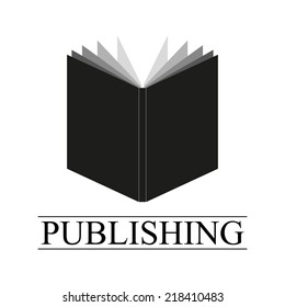 bookstore logo template. black open book with place for text, isolated on white background. vector illustration