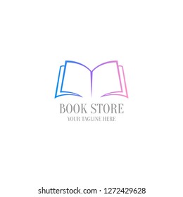 Bookstore Logo template. Design logo open book.