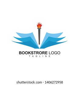 the bookstore logo with the torch design