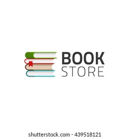 Bookstore logo vector symbol isolated on white background, pile of books logotype