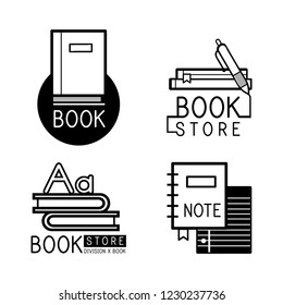 Bookstore logos and sign set vector