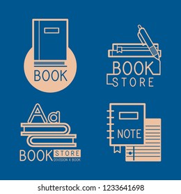Bookstore logos and sign set vector