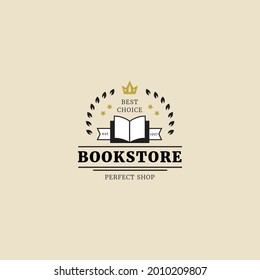 vector de logotipo retro vintage de librería