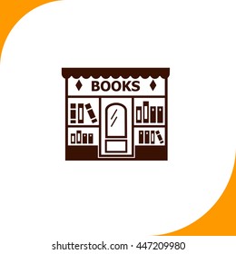 Bookstore sign. Brown icon on white background