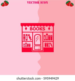 Bookstore vector  icon. Strawberry Background.