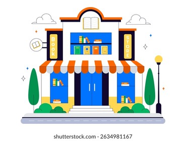 Bookstore Vector Illustration Featuring a School Library Room for Studying, Reading, Education, Self Development, and Literature in a Flat Background