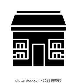 Bookstore Vector for Literature Market and Reading Hub. Library retail illustration. Learning and education sales concept. Glyph Icon