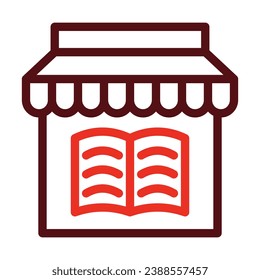 Bookstore Vector Thick Line Two Color Icons For Personal And Commercial Use.
