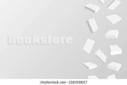 Bookstore White Book Booklet Mockup Postcard Flat. Banner 3d Layout Blank Cover Front Textbook Wallpaper Poster Graphic Educational Ads Web Magazine College Library Background Wallpaper Science Empty