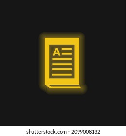 Bookt yellow glowing neon icon