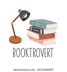 Booktrovert funny slogan inscription. Reading vector quote. Illustration for prints on t-shirts and bags, posters, cards. Isolated on white background. Inspirational phrase.