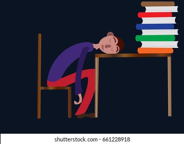 bookworm 2
student sleeping on his study table