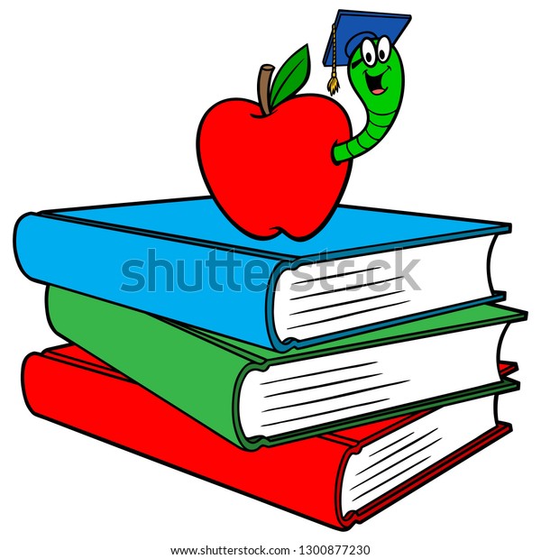 Bookworm Books Vector Cartoon Illustration Bookworm Stock Vector ...