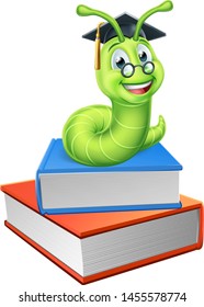 Bookworm Caterpillar Worm Cartoon Character Education Stock Vector ...