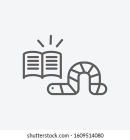 Bookworm icon line symbol. Isolated vector illustration of icon sign concept for your web site mobile app logo UI design.