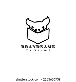 bookworm logo cartoon icon design template black modern isolated cute illustration