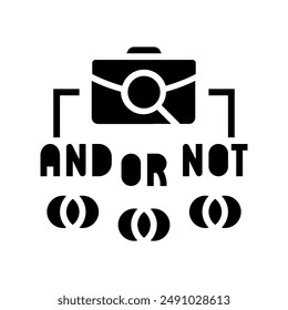 boolean search recruitment business work job glyph icon vector. boolean search recruitment business work job sign. isolated symbol illustration