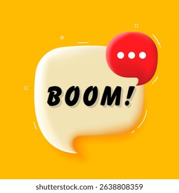 Boom. 3D speech bubble with bold lettering. Colorful pop art style. Vector illustration for business, motivation, and advertising.