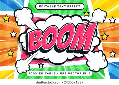 boom 3d text effect and editable text effect with comic retro style design