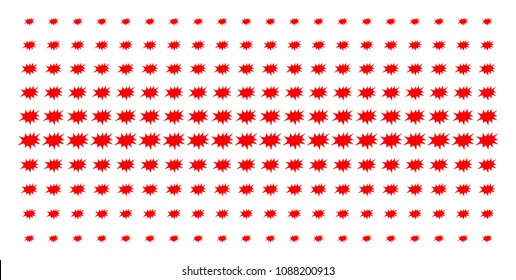 Boom bang icon halftone pattern, designed for backgrounds, covers, templates and abstraction compositions. Vector boom bang objects organized into halftone grid.