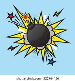 Boom Bomb Blast Comic Pop Art Retro Style. Terrorism Is A Danger Of Destruction