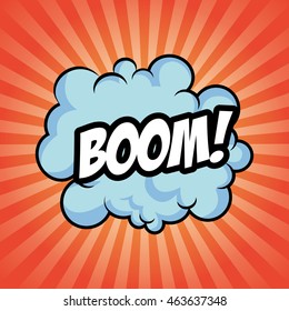 boom bomb cloud striped explosion icon. Colorfull illustration red background. Vector graphic