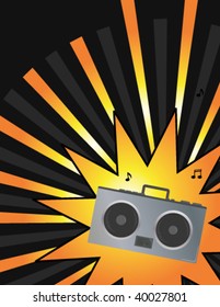 Boom box black and orange background - vector version