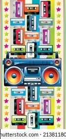 Boom box & cassettes