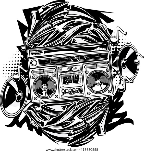 Boom Box Graffiti Style Stock Vector Royalty Free 418630558