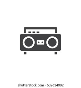Boom box icon in black on a white background. Vector illustration