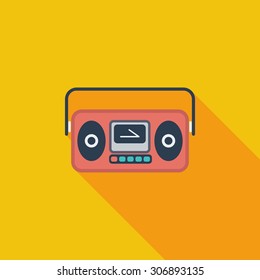 Boom box icon. Flat vector related icon with long shadow for web and mobile applications. It can be used as - logo, pictogram, icon, infographic element. Vector Illustration.