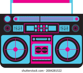 boom box neon 80s radio