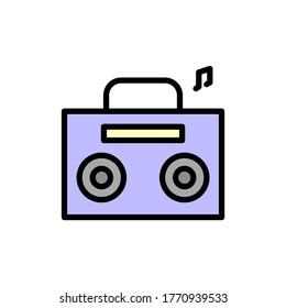 Boom box, note icon. Simple color with outline vector elements of flower children icons for ui and ux, website or mobile application