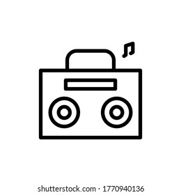 Boom box, note icon. Simple line, outline vector elements of flower children icons for ui and ux, website or mobile application